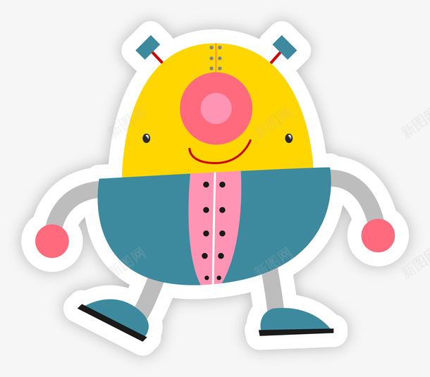 可爱彩色儿童机器人贴纸png免抠素材_88icon https://88icon.com 乖巧 儿童 可爱 机器人 玩具 矢量图案 贴纸