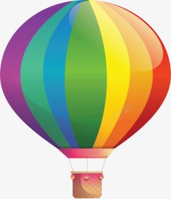 七色彩虹美丽热气球矢量图素材