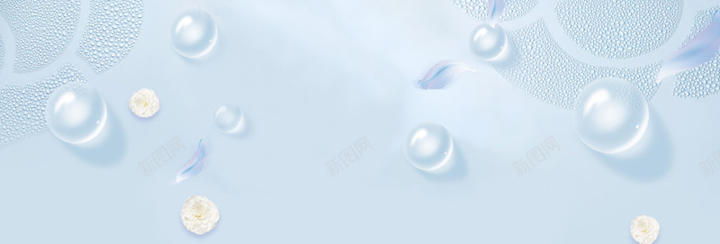 化妆品背景文艺小清新蓝色淘宝bannerpsd设计背景_88icon https://88icon.com 化妆品素材 化妆品背景 夏季新品 文艺 新品上市 新款上市 水珠 清新 电商 花瓣 蓝色背景 首饰