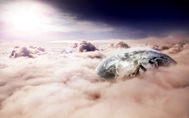 云层上的星球海报背景背景