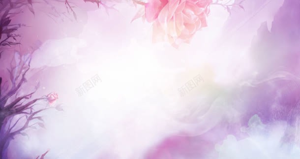 紫色梦幻仙境花朵背景