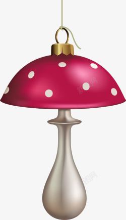 白色圆点装饰粉色蘑菇灯素材