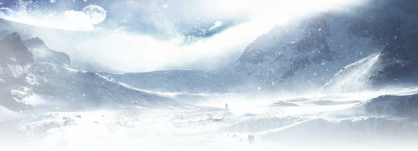 淘宝冬季服饰雪景背景banner背景