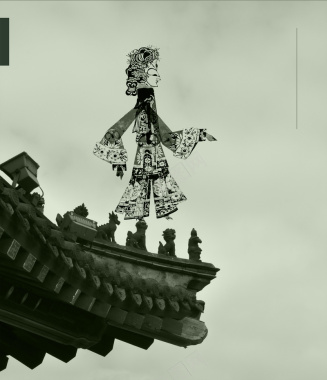 中国风淡雅古建筑皮影戏背景背景