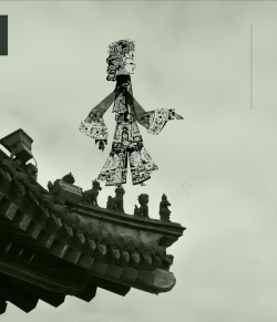 皮影书籍中国风淡雅古建筑皮影戏背景高清图片