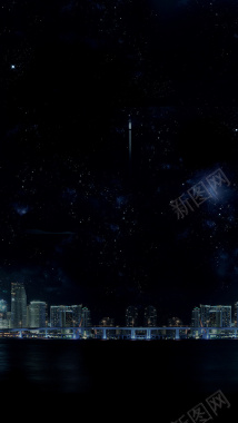 黑色星空城市建筑夜景背景摄影图片