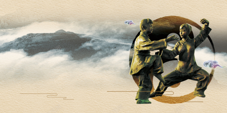 武术雕塑太极拳养生招生海报背景背景