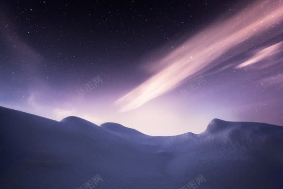 紫色星空雪山海报背景