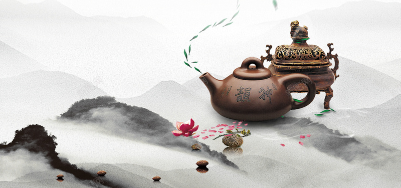 中国古风茶韵背景背景