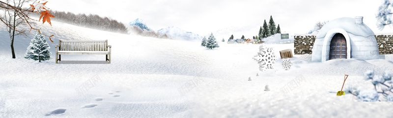 冬季雪景背景psd_88icon https://88icon.com 冬季 摄影 海报banner 雪屋 雪景 风景