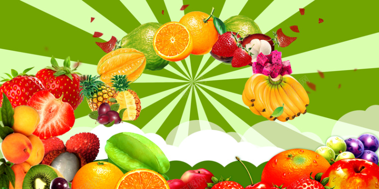 绿色新鲜水果促销海报背景