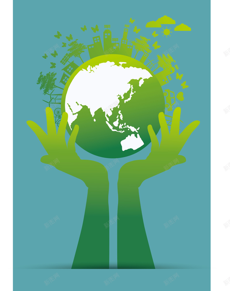 环境保护公益广告绿色海报背景矢量图ai设计背景_88icon https://88icon.com 保护 双手 地球 森林 海报 环境 简约 绿色 背景 矢量图