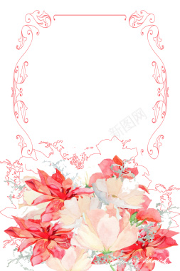 手绘水彩花卉插画线面海报背景背景