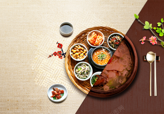 韩式美食火锅料理海报背景背景