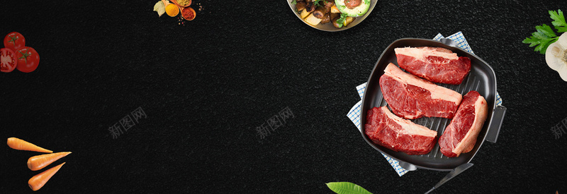 新鲜牛排俯视图简约黑色bannerpsd设计背景_88icon https://88icon.com 吃货 广告 淘宝 电商 素材 美食 美食广告 美食海报 美食节 背景 设计 食品 食物