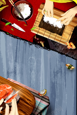 海鲜日式风味寿司背景背景