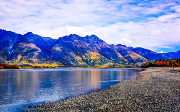 著名风景区大山海面河滩背景