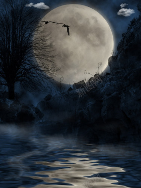 月圆夜背景背景
