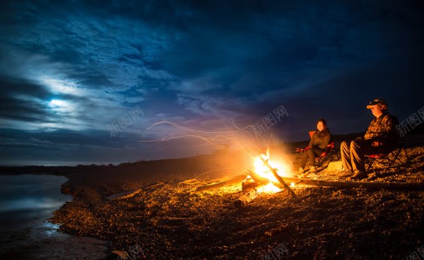 蓝天夜晚的火堆大海jpg设计背景_88icon https://88icon.com 夜晚 夜色海洋 大海 火堆 蓝天