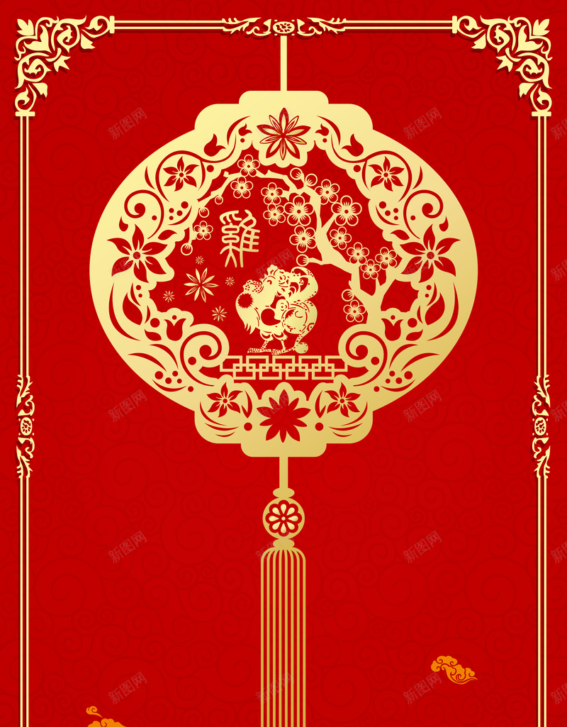 新年新春背景psd设计背景_88icon https://88icon.com 中国风 唯美 商务 国际 地区 庆祝 海报背景素材 红色 花纹 边框 金色