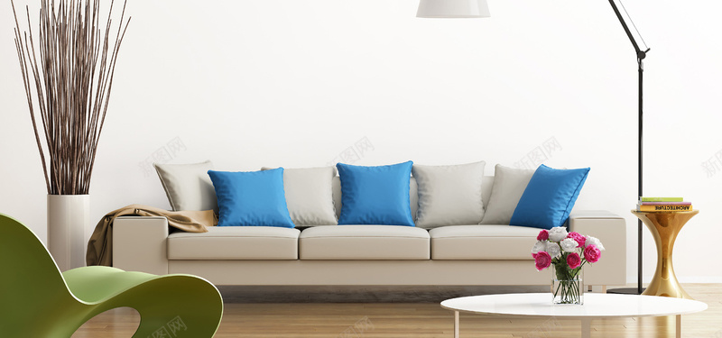 客厅沙发与蓝白色枕头jpg设计背景_88icon https://88icon.com 客厅 家居 枕头 沙发 海报banner 蓝白色