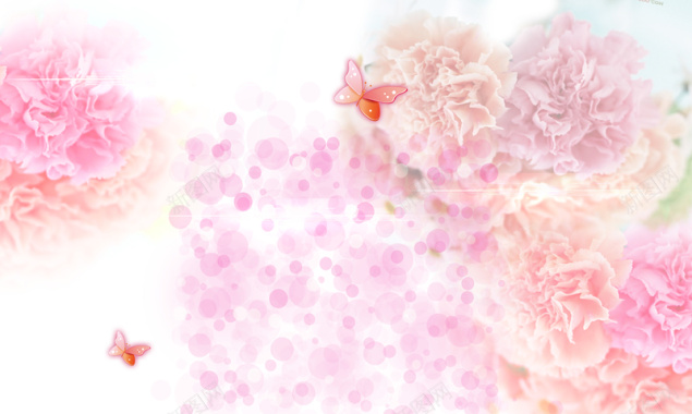 浪漫唯美粉色花朵海报PSD背景背景