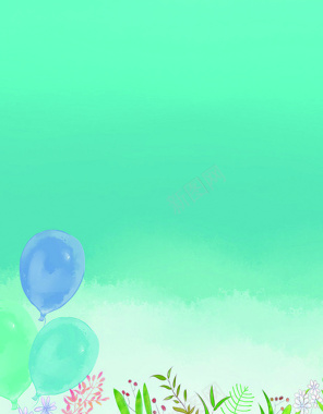 蓝色气球手绘风格简洁大气神秘大图渐变背景