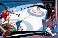 水彩运动场冰壶运动海报高清图片