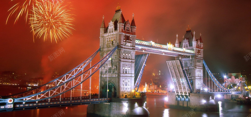 伦敦桥烟火节日背景背景