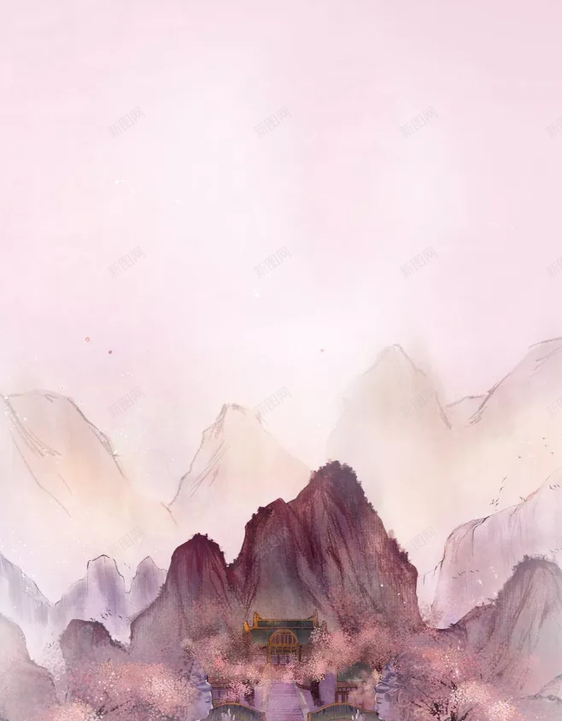 古风插画海报背景psd设计背景_88icon https://88icon.com 中国风 亭子 卡通 古风 复古 山丘 手绘 插画 游戏 风色
