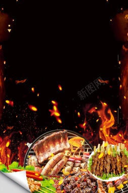 美食烧烤撸串大排档背景模板背景