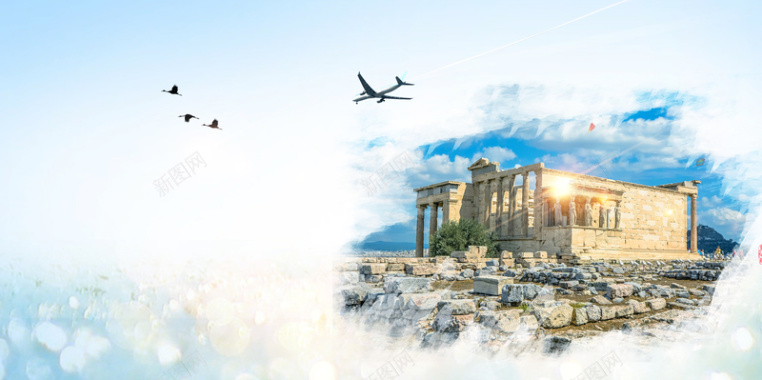 希腊雅典艺术之城旅游海报背景背景