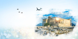 雅典风情希腊雅典艺术之城旅游海报背景高清图片