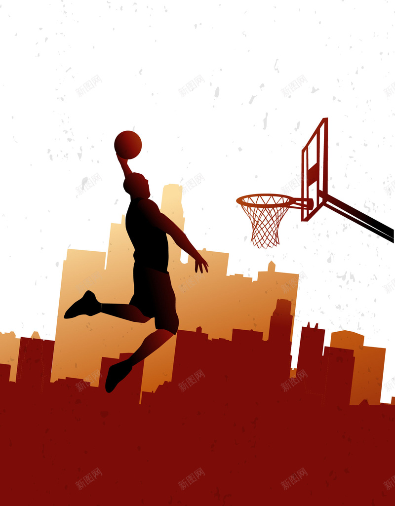 篮球运动海报背景矢量图ai设计背景_88icon https://88icon.com 人物剪影 城市剪影 手绘 插画 矢量背景 篮球场 篮球架 篮球比赛 篮球运动 运动背景 矢量图