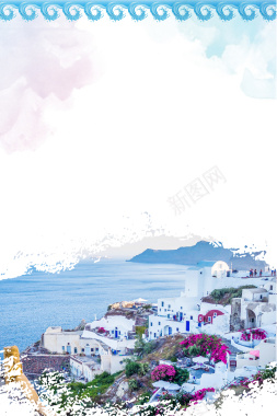 希腊圣托里尼旅游指南宣传海报背景背景