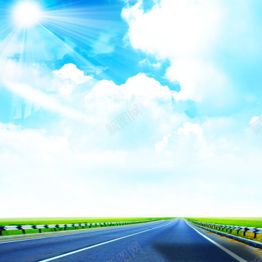 蓝天白云高速路背景摄影图片