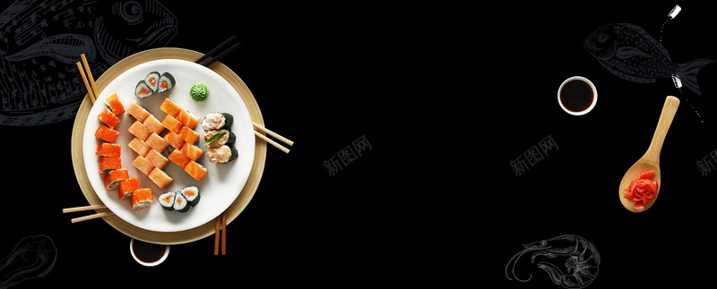 美味寿司文艺简约手绘背景背景