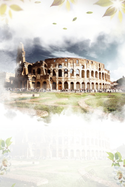 雅典风情罗马印象罗马旅游海报背景高清图片