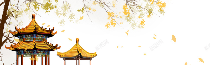 中国风古建筑白色平面bannerpsd设计背景_88icon https://88icon.com banner 中国风 亭子 古建筑 平面 树 白色 落叶纷飞