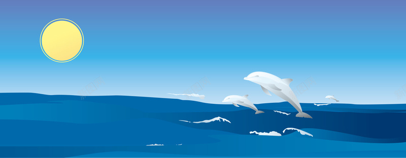 大海里海豚矢量背景图背景