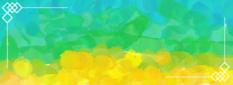 黄绿底纹边框油画背景背景