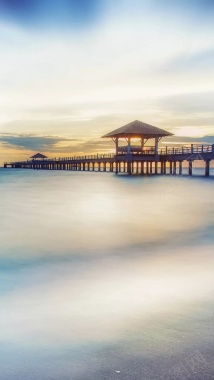 浪漫海中日出风景H5背景摄影图片