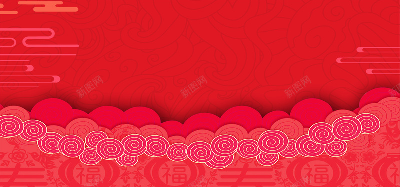 春节新年元宵节红色纹理banner展板背景