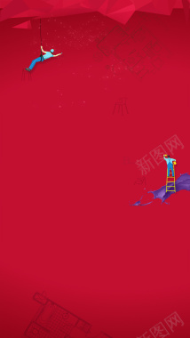 家装节红色几何建筑图纸手绘H5背景背景