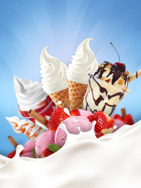 冰淇淋甜品宣传促销海报背景