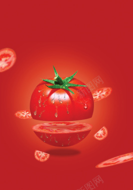 红色西红柿上的水珠背景背景