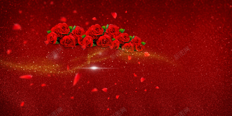 艺术字玫瑰花红色钻石背景新婚快乐背景背景
