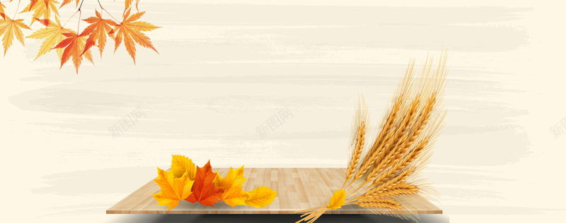 秋季丰收食品麦穗枫叶背景背景