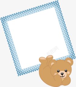 手绘小熊蓝色相框图案素材