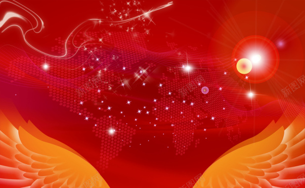 喜庆翅膀红色新年节日背景背景